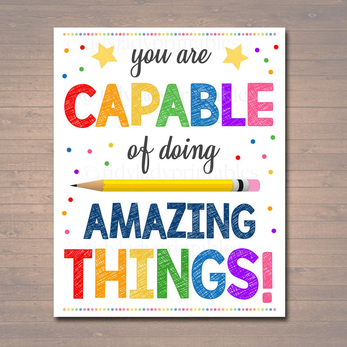 Counseling Office Poster, Teacher Printables, Therapist Office Art, Social Worker Sign, Classroom Poster, You Are Capable of Amazing Things!