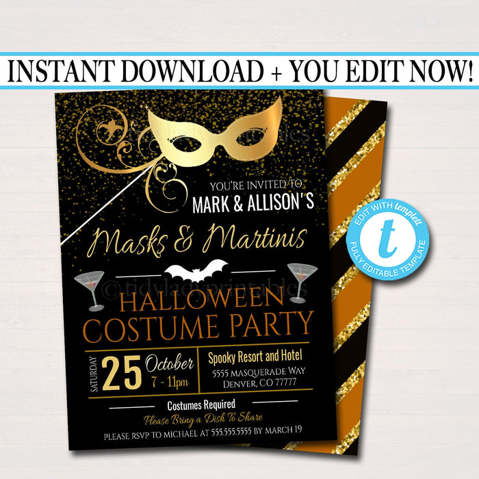 Halloween Masquerade Costume Party Invite — TidyLady Printables halloween-masquerade-costume-party-invite-tidylady-printables