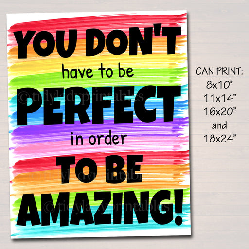 Classroom Printable Poster, Counselor Office Decor, Social Worker, High School Classroom Poster, Don't Have to be Perfect, Self Esteem Art
