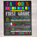 First Day Of School Sign, Back to School Chalkboard Poster, Personalized School Chalkboard Sign, Any Grade Sign 1st Day of School