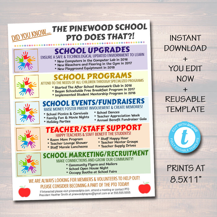 PTO PTA Form - Did you Know the Pto Pta Does That... Flyer Printable Template