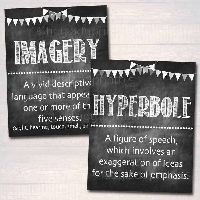 Literary Terms English Grammar Punctuation Posters - English Classroom Decor - Set of 12