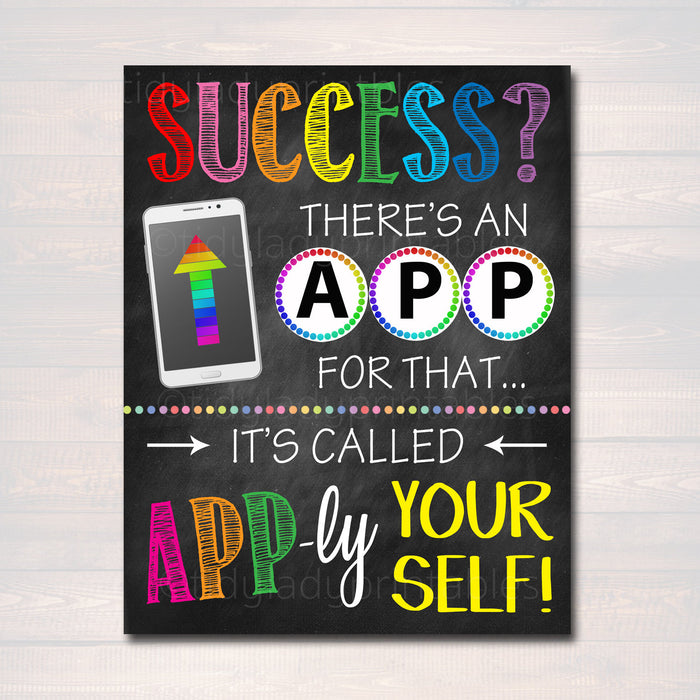 Success There's An App For That School Poster, Classroom Decor, Classroom Management INSTANT DOWNLOAD Technology High School Phone Printable