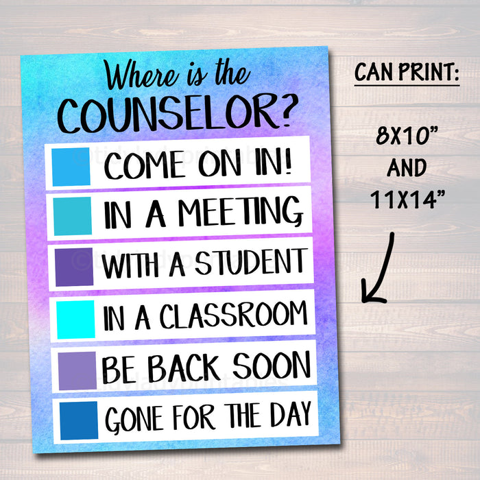 Counseling Office Confidentiality Poster and Where is the Counselor Sign, School Counselor Office Decor, What You Say in Here Watercolor Art
