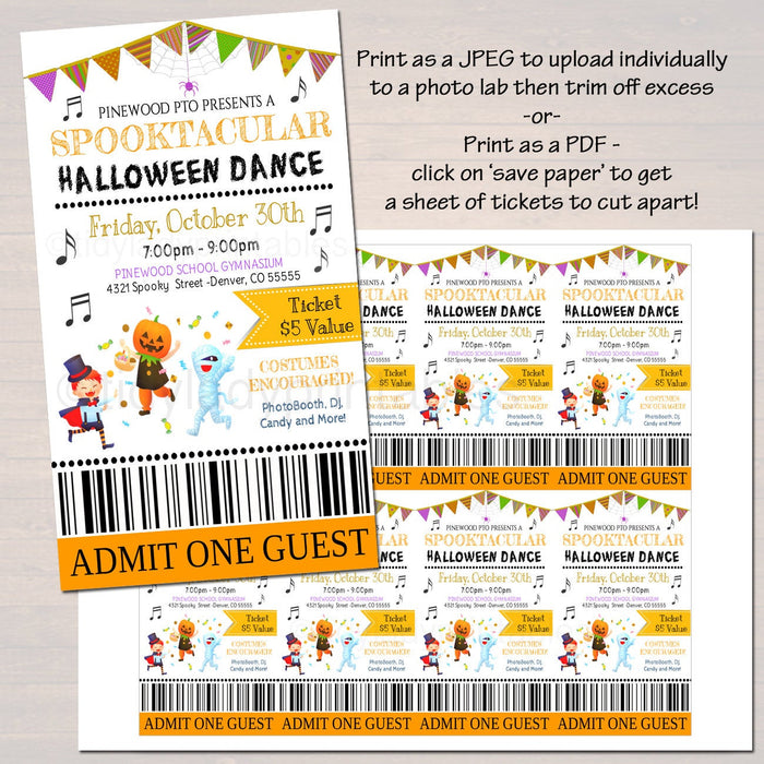 Halloween School Dance Set School Dance Flyer Party Invite, Church Community Event, Fundraiser Dance, pto pta,