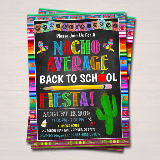 EDITABLE Back To School Fiesta Party Invitation, Printable Digital Invite, Back to School, Backyard Party, End of Summer Celebration Invite