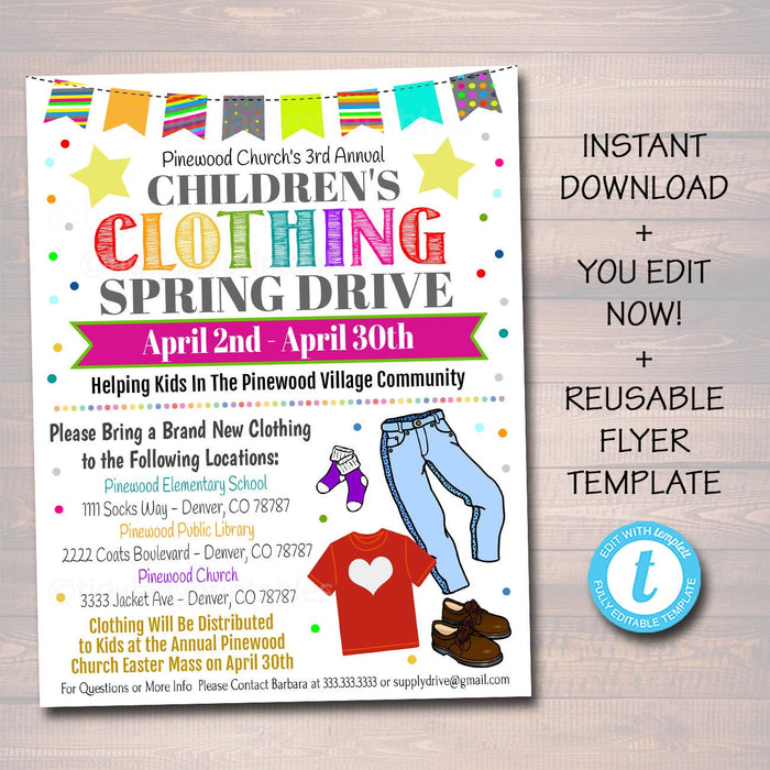 clothing-drive-flyer-template-tidylady-printables for Free Printable Flyers For Church Clothing Drive Flyer Template | TidyLady Printables for Free Printable Flyers For Church