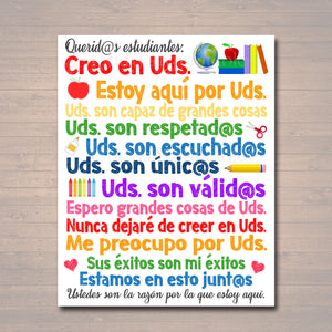Spanish Dear Students Classroom Poster | TidyLady Printabes — TidyLady ...