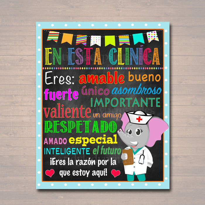 Spanish School Nurse Decor, Pediatric Nurse Decor, Nursing Sign INSTANT DOWNLOAD, Nurse Wall Art, Doctor Office Decor, In this Clinic Poster