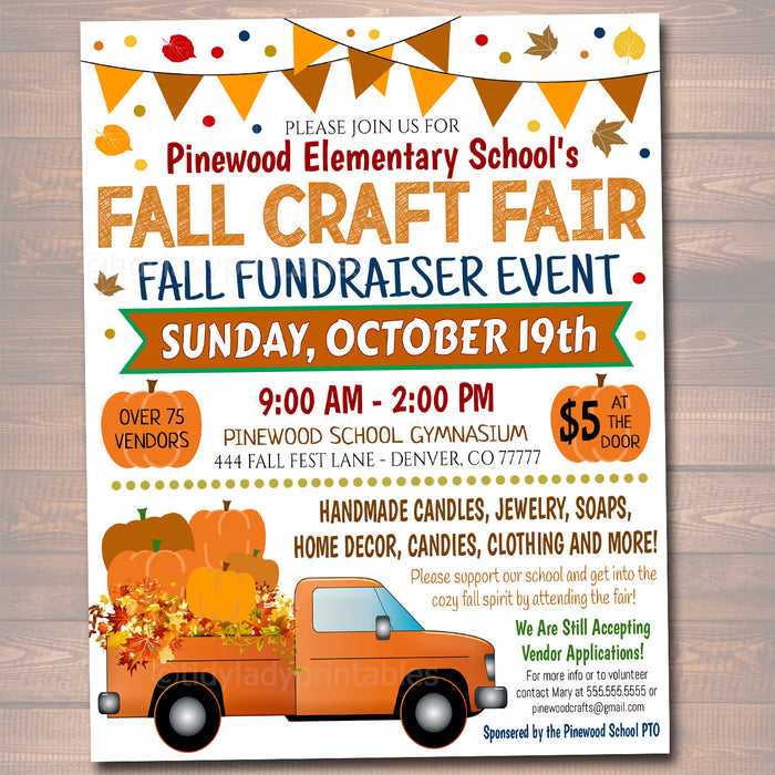 Fall Festival Fall Harvest Flyer/Poster Printable Halloween Invitation, Community Church School Halloween Event, Fall Craft Market
