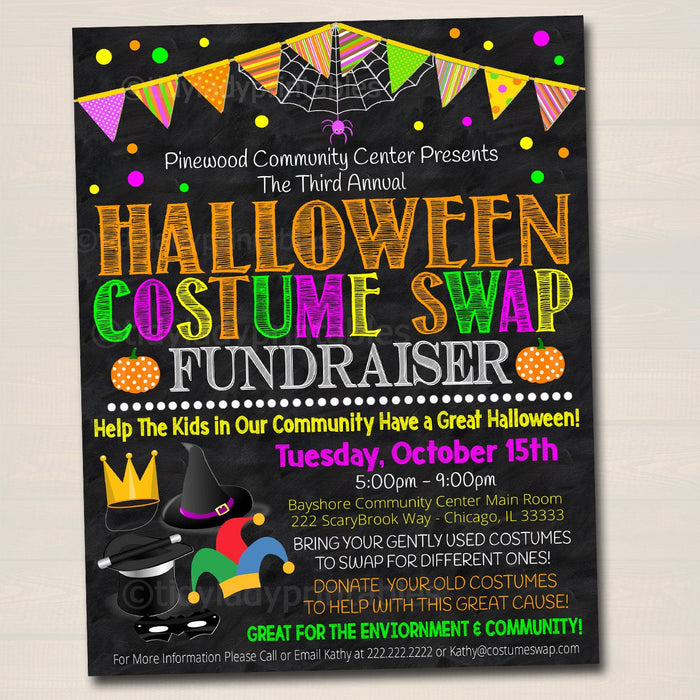 Halloween Costume Swap Flyer, Kids Costume Drive Fundraiser Flyer/Poster Printable, Community Halloween Event Church School Pto Pta
