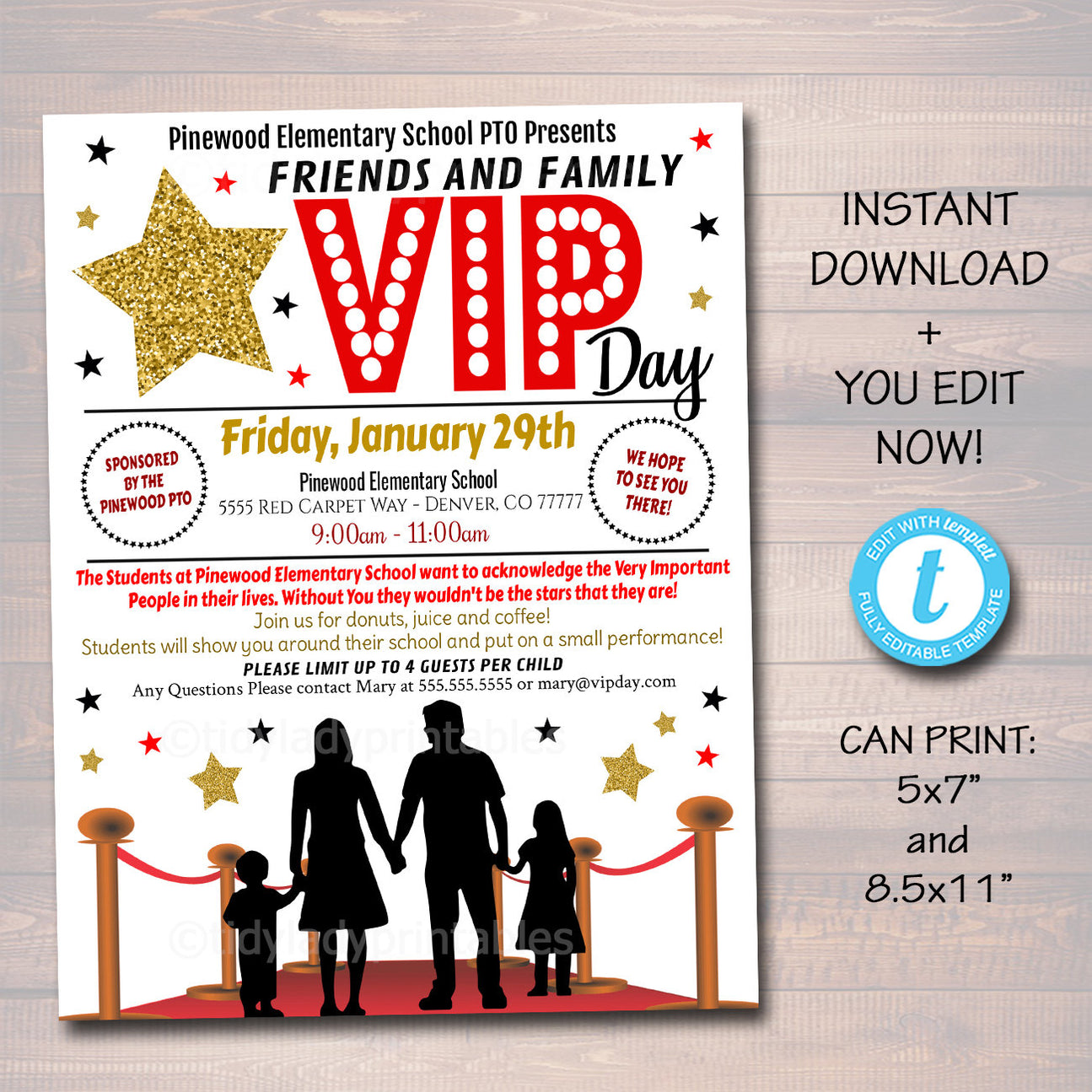 Vip Poster For Kids Family School VIP Day Flyer Template | TidyLady Printables