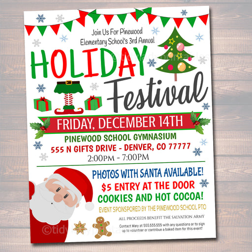 EDITABLE Holiday Festival Christmas Flyer/Poster Printable Christmas Invitation Community Xmas Event Church School Pto Pta Fundraiser Invite