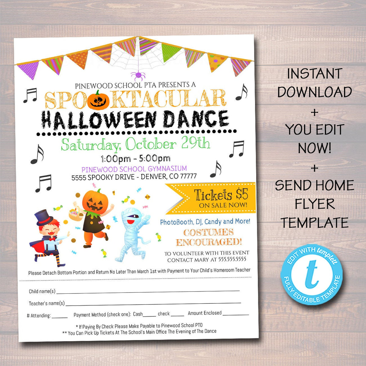 Halloween School Dance Flyer Invite | TidyLady Printables