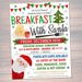 EDITABLE Breakfast with Santa Flyer, Pancakes with Santa Invitation Kids Christmas Party Printable Community Holiday School Fundraiser Flyer