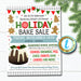 Christmas Bake Sale Flyer Holiday Bakery Invitation, School Church Pto Pta Fundraiser Shopping Xmas Event Editable Template DIY Self-Editing