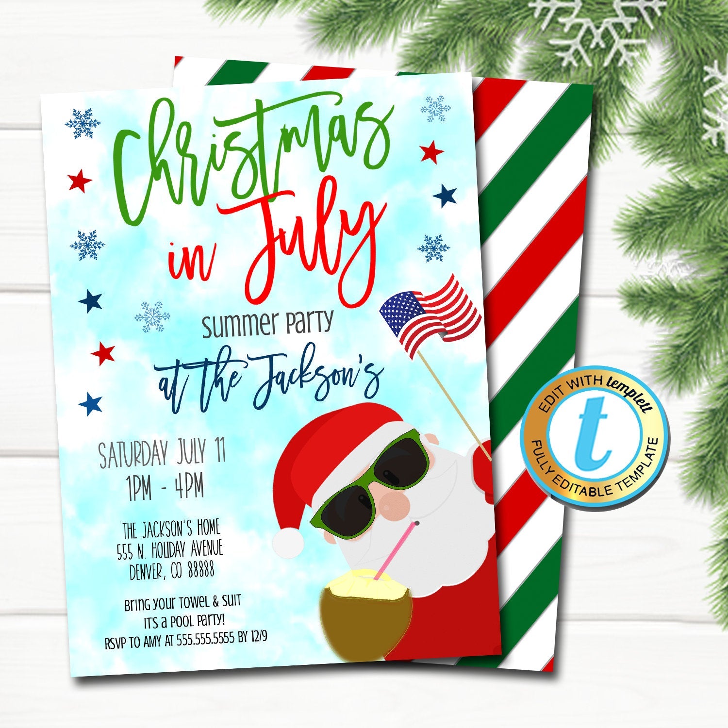 christmas in july party invitation | tidylady printables