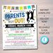 EDITABLE Parents Night Out Flyer, Printable PTA, PTO, School Family Fundraiser Event, Community Center, Church Printable Digital Invitation