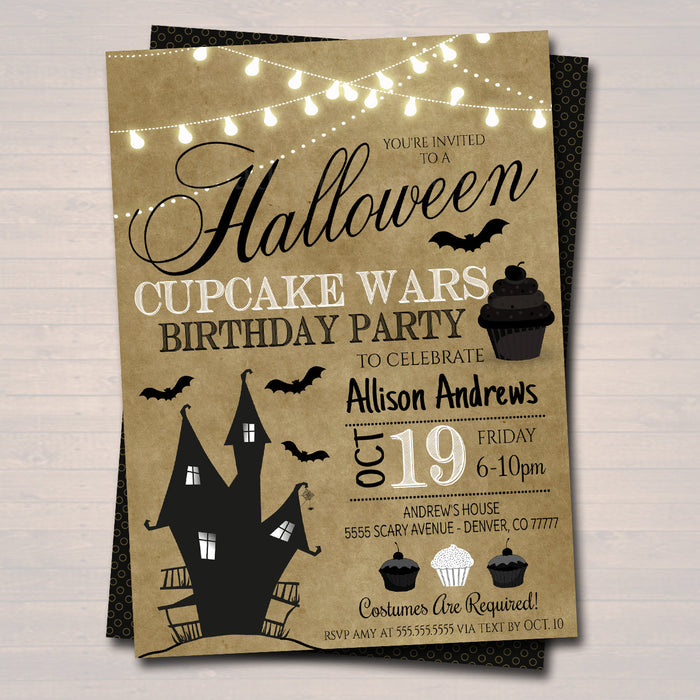Halloween Cupcake Wars Themed Party Birthday Invitation, Candy Sweet Invite, Cupcake Decorating Party, Editable Template, INSTANT DOWNLOAD
