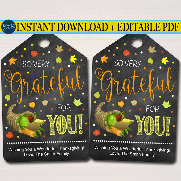Thanksgiving Gift Tags, Grateful Thankful Blessed