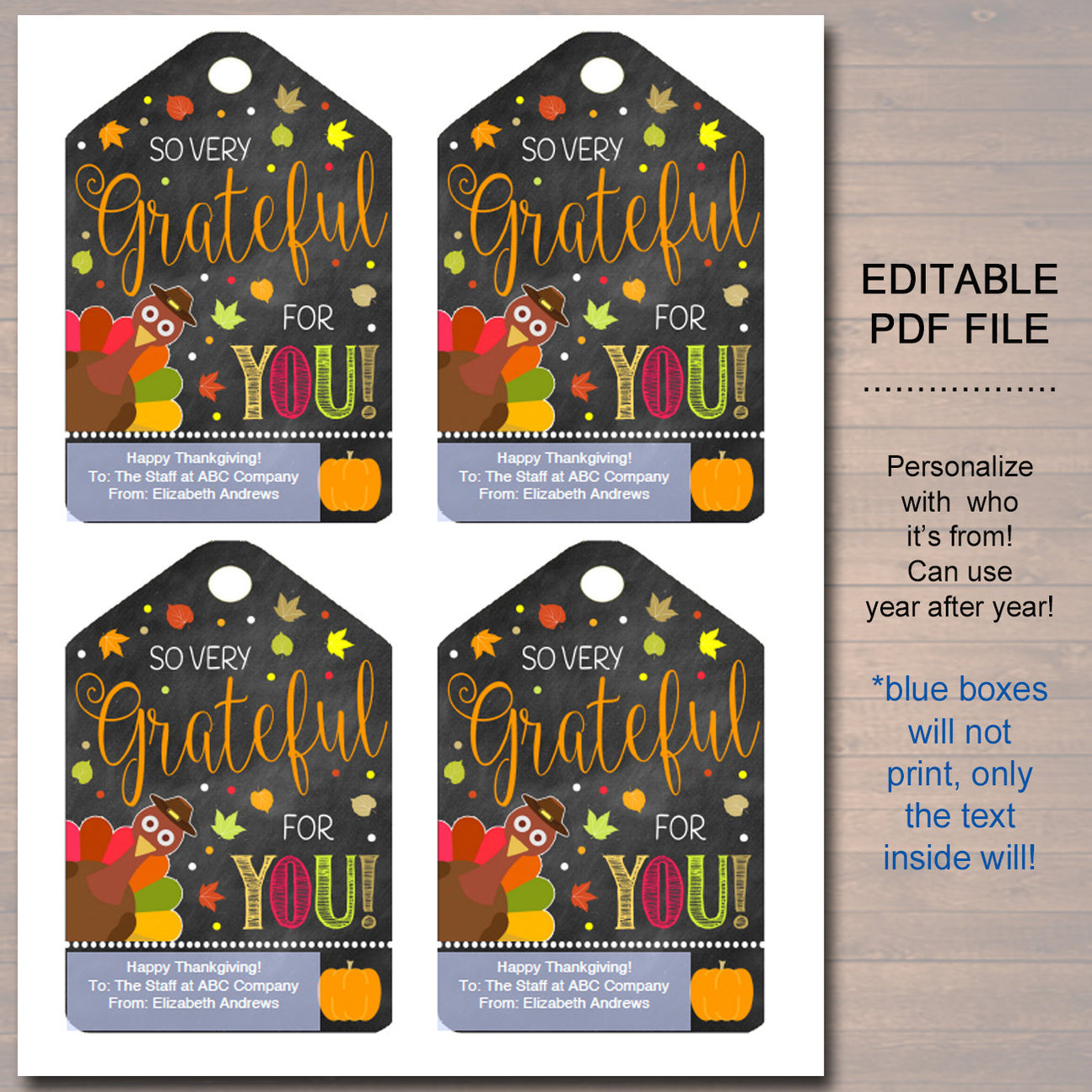 Grateful For You Gift Tag | TidyLady Printables