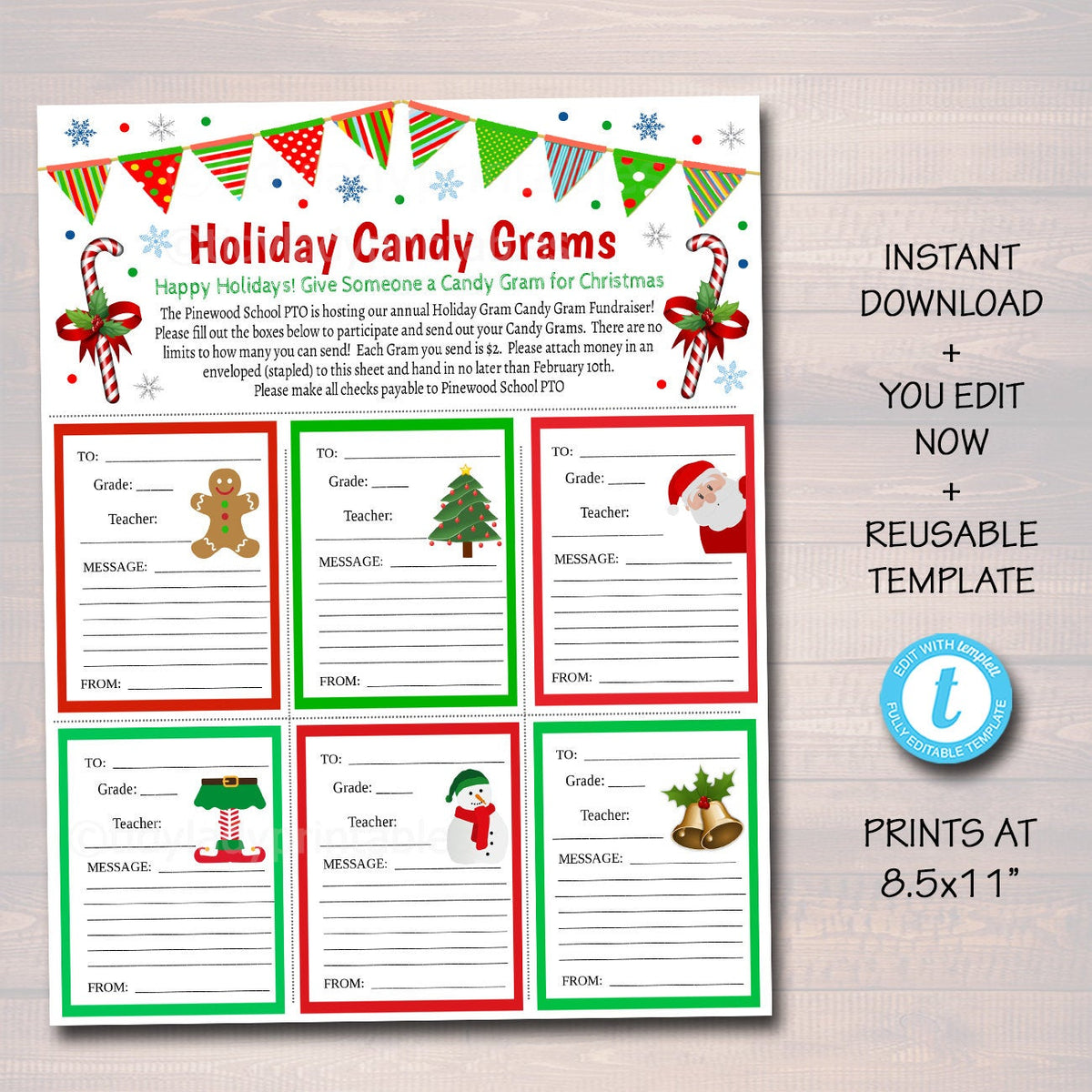 Christmas Candy Gram Flyer | TidyLady Printables christmas-candy-gram-flyer-tidylady-printables