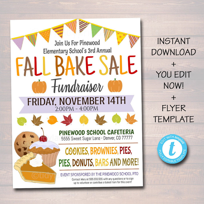 Fall Bake Sale Flyer | TidyLady Printables fall-bake-sale-flyer-tidylady-printables