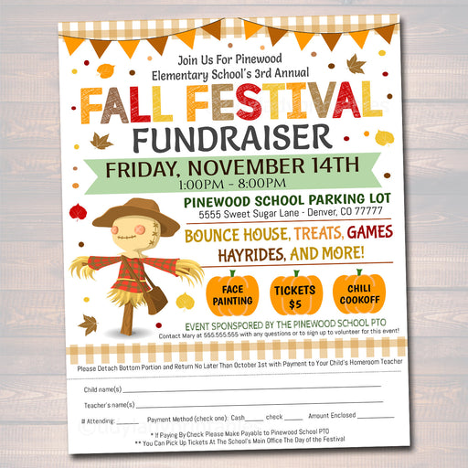 EDITABLE Fall Festival Fall Harvest Take Home Permission Slip Flyer, Printable Halloween Invitation, Community Church School Halloween Party