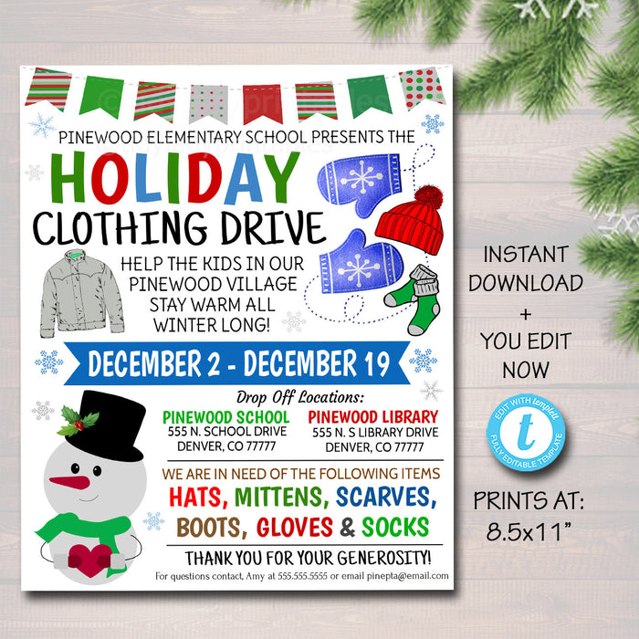 Holiday Clothing Drive Flyer | TidyLady Printables holiday-clothing-drive-flyer-tidylady-printables