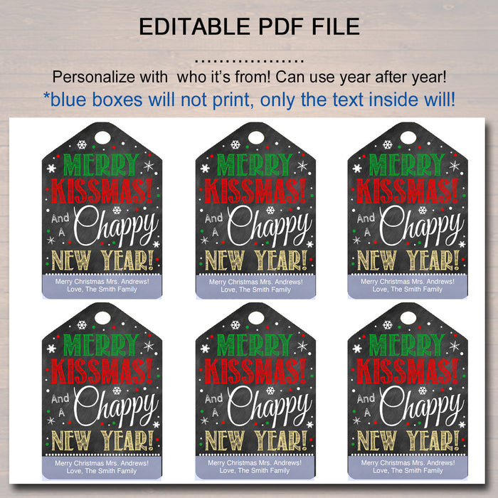 Christmas Lip Balm Tags, Merry Christmas & Chappy New Year Staff Secret Santa, White Elephant Chapstick Gift Tag, Printable