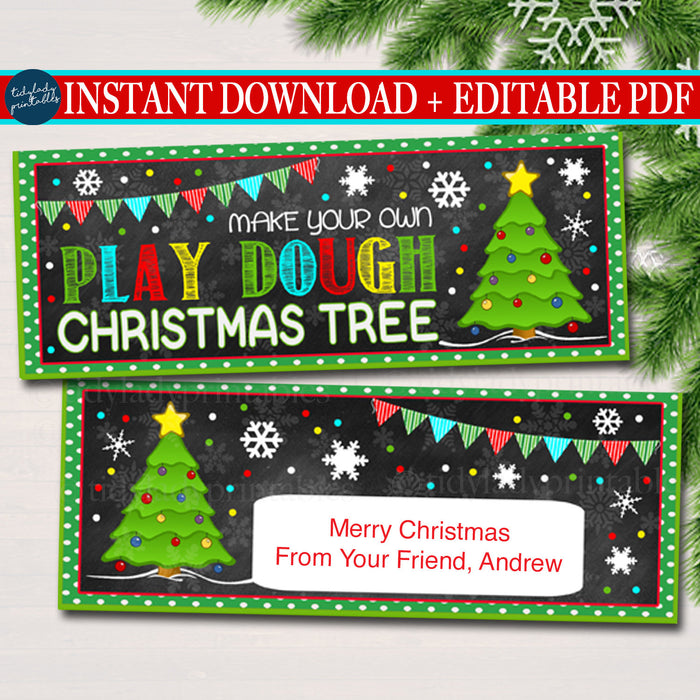 Make Your Own Play Dough Christmas Tree Toppers, Printable Classroom Tags, INSTANT DOWNLOAD, Christmas Bag Toppers, Non Candy Teacher Xmas