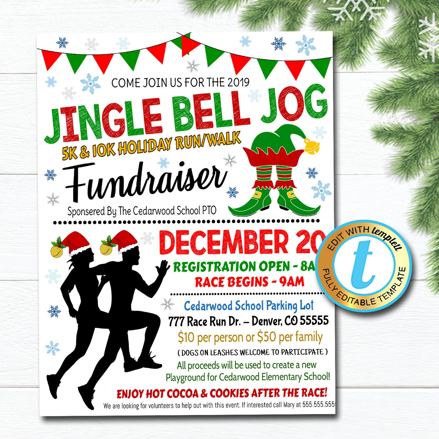 Jingle Bell Jog Holiday Run Flyer | TidyLady Printables
