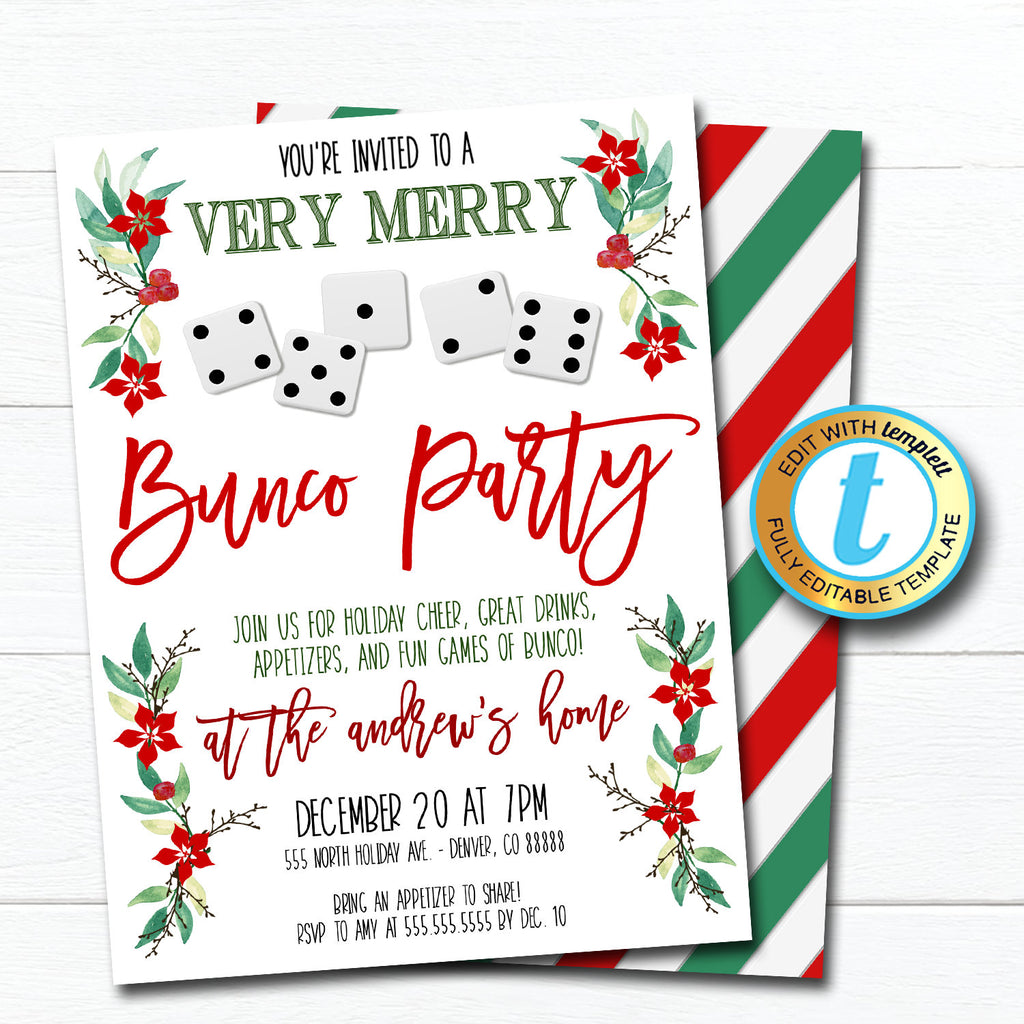 Christmas Bunco Party Invite | TidyLady Printables christmas-bunco-party-invite-tidylady-printables