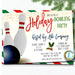 Christmas Bowling Party Invitation, Adult Holiday Invite, Xmas Cocktail Games Party, Work Party Editable Template, DIY Self-Editing Download