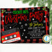 Christmas Party Invitation, 80's Rockin Holiday Party Retro Vintage Plaid Hipster Christmas, Adult Cocktail Party Editable Template Download