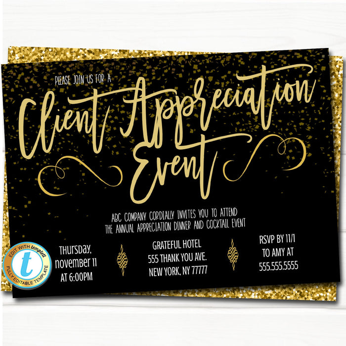 Appreciation Invitation, Corporate Event Party, Grateful For You Teacher Staff Invite, Customer Client Thank You, INSTANT DOWNLOAD Template