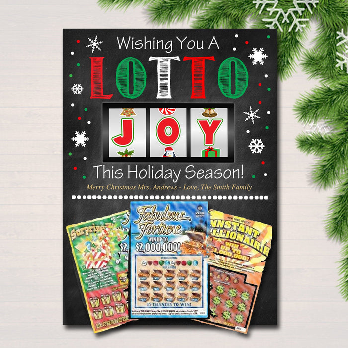 Christmas Lottery Gift Card Holder Printable, Wishing You a Lotto Joy, Holiday Secret Santa, White Elephant Gift,