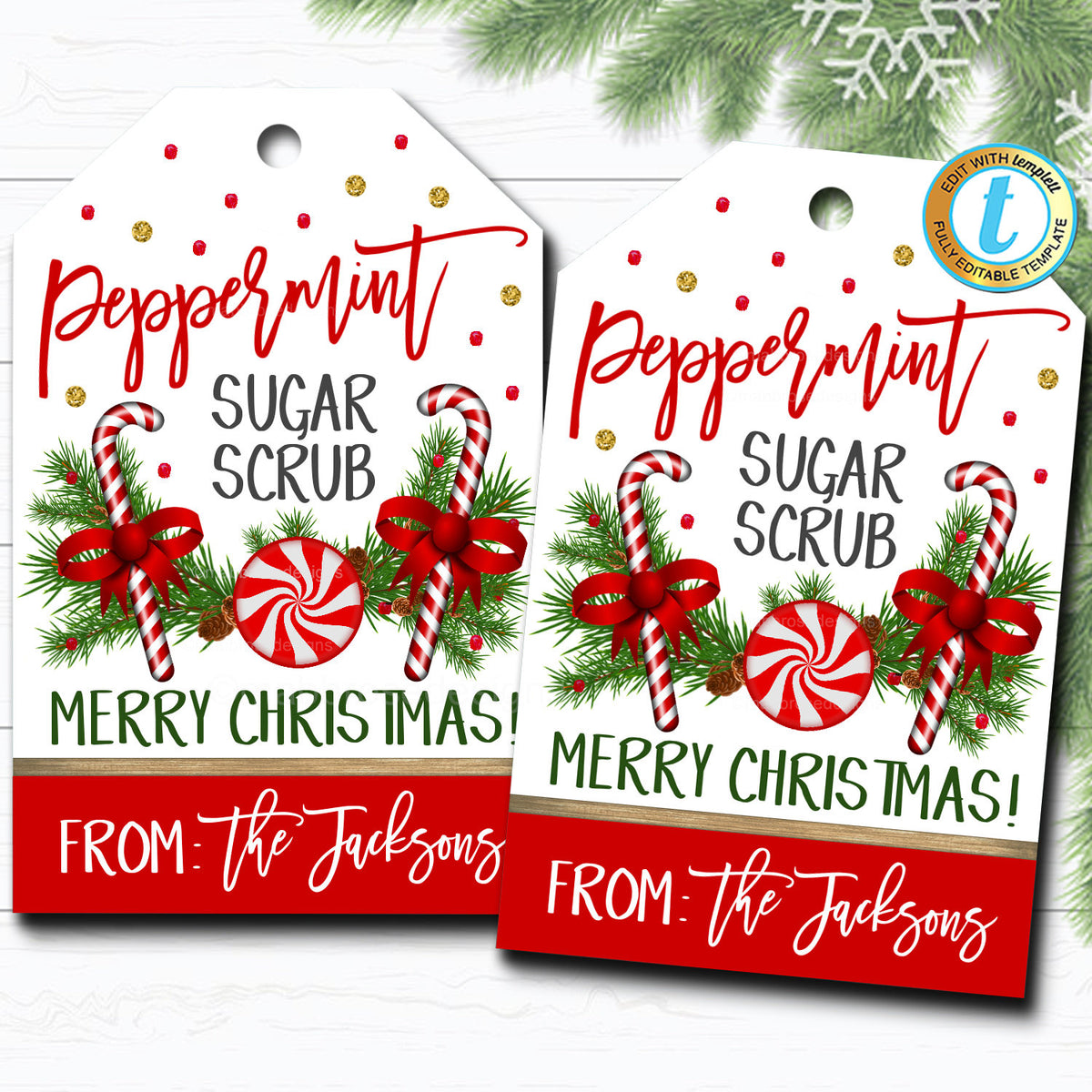 Christmas Peppermint Sugar Scrub Tag | TidyLady Printables