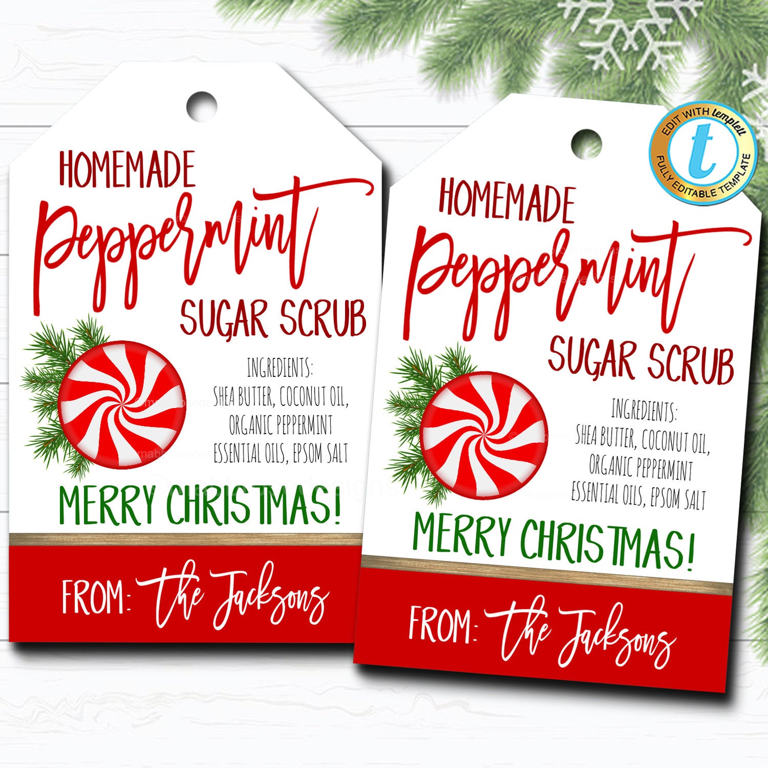 Christmas Peppermint Sugar Scrub Tag | TidyLady Printables