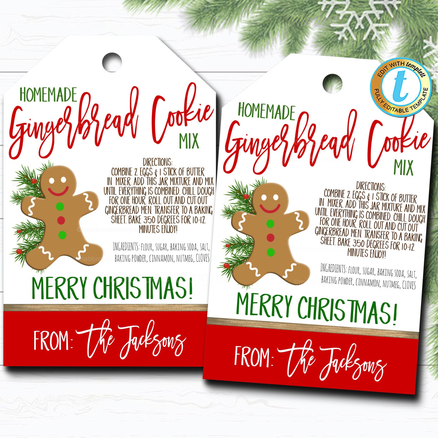 Christmas Gingerbread Recipe Gift Tag | TidyLady Printables christmas-gingerbread-recipe-gift-tag-tidylady-printables