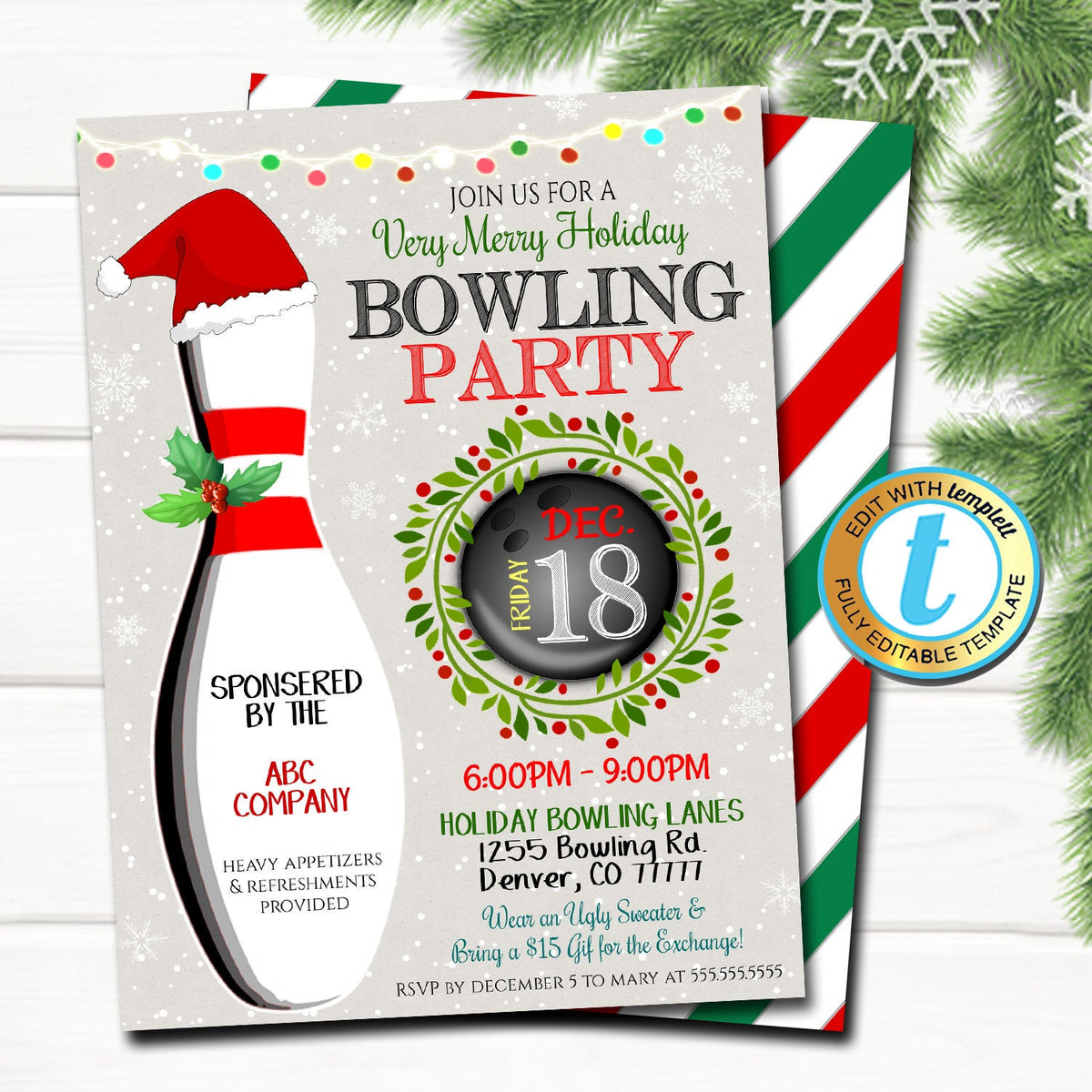 Christmas Bowling Party Invite | TidyLady Printables