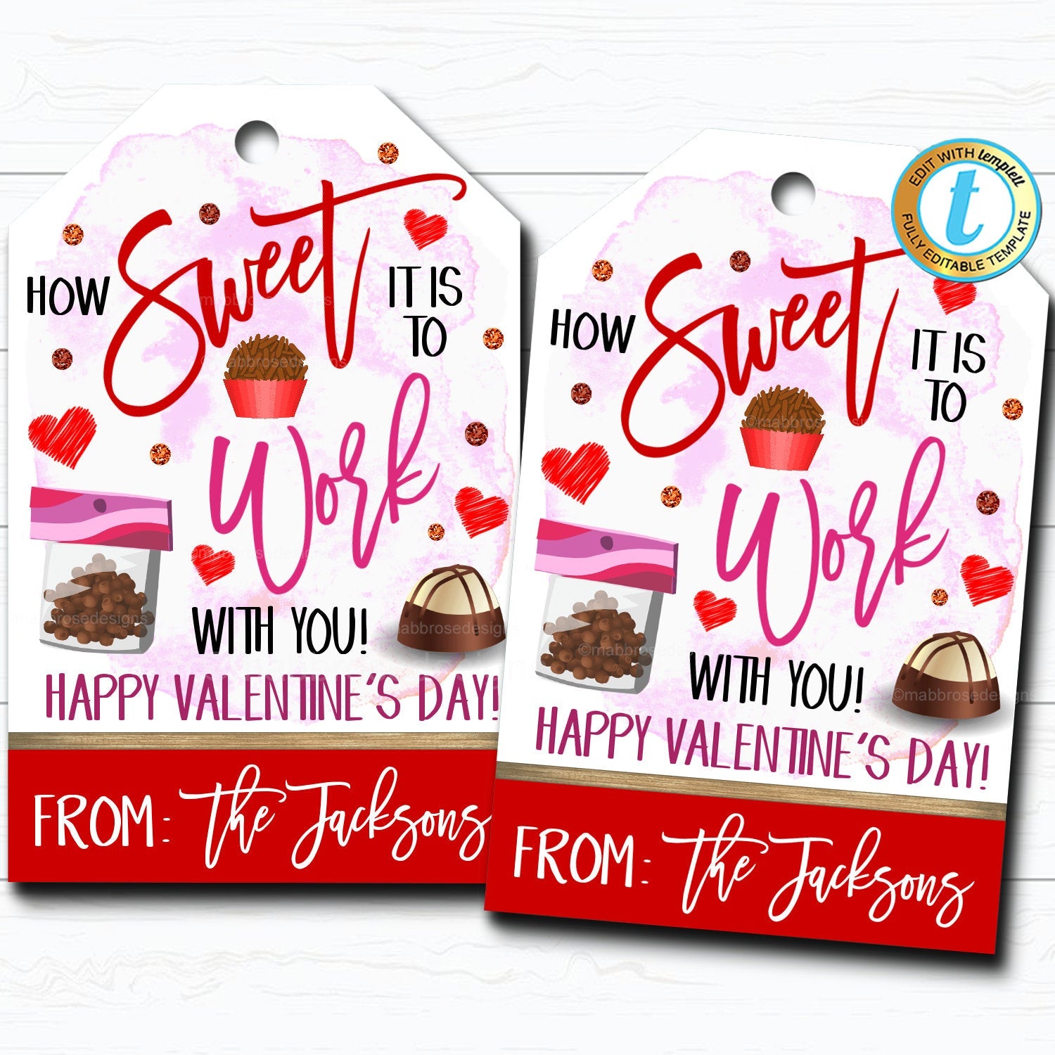 Valentines Coworker Tags - How Sweet it is To Work With You — TidyLady Printables for How Sweet It Is To Work With You Free Printable