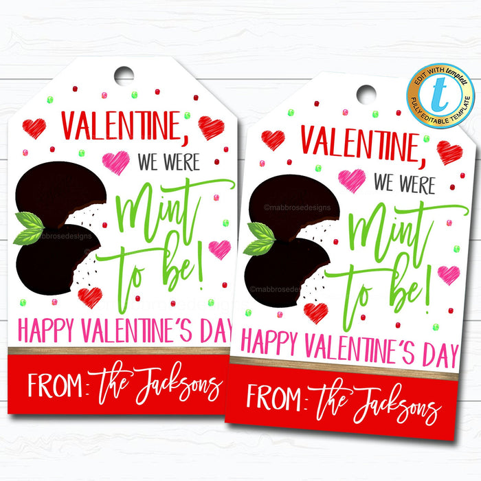 Valentine Mint Cookie Gift Tags, We Were Mint To Be, Staff Employee Teacher Appreciation Favor Tag, School Pto Pta, DIY  Template