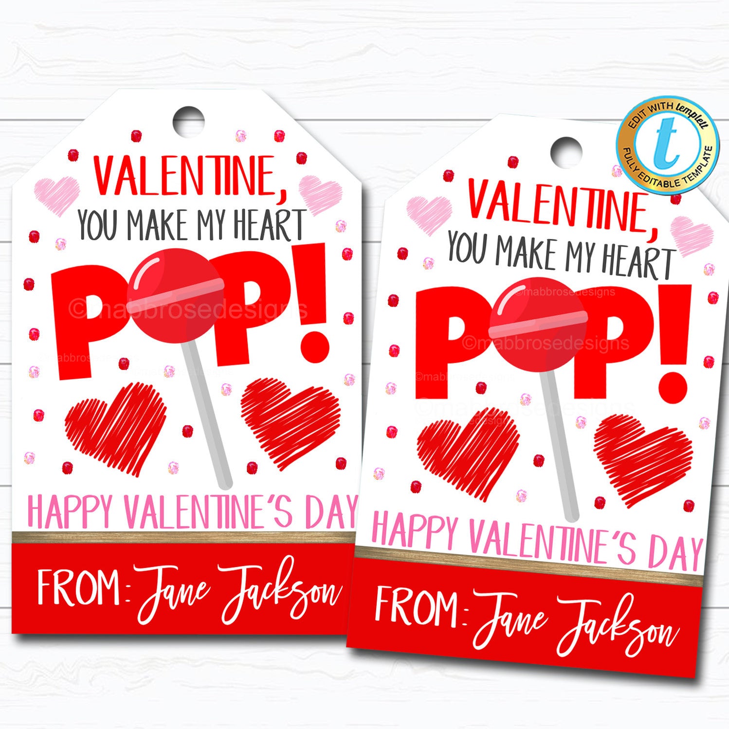 Valentine's Day Lollipop Gift Tags | TidyLady Printables