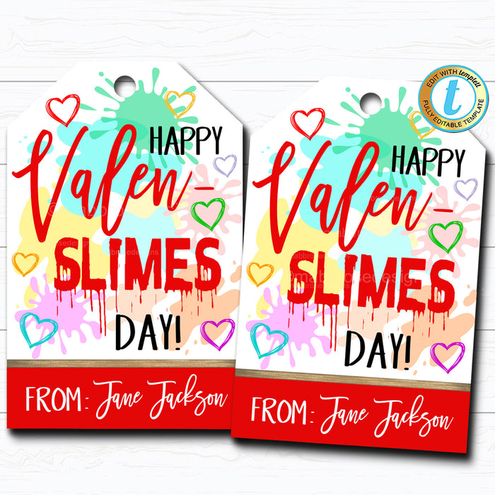 Printable Valen Valentine Tag, Happy Valen-Slimes Day | TidyLady Printables