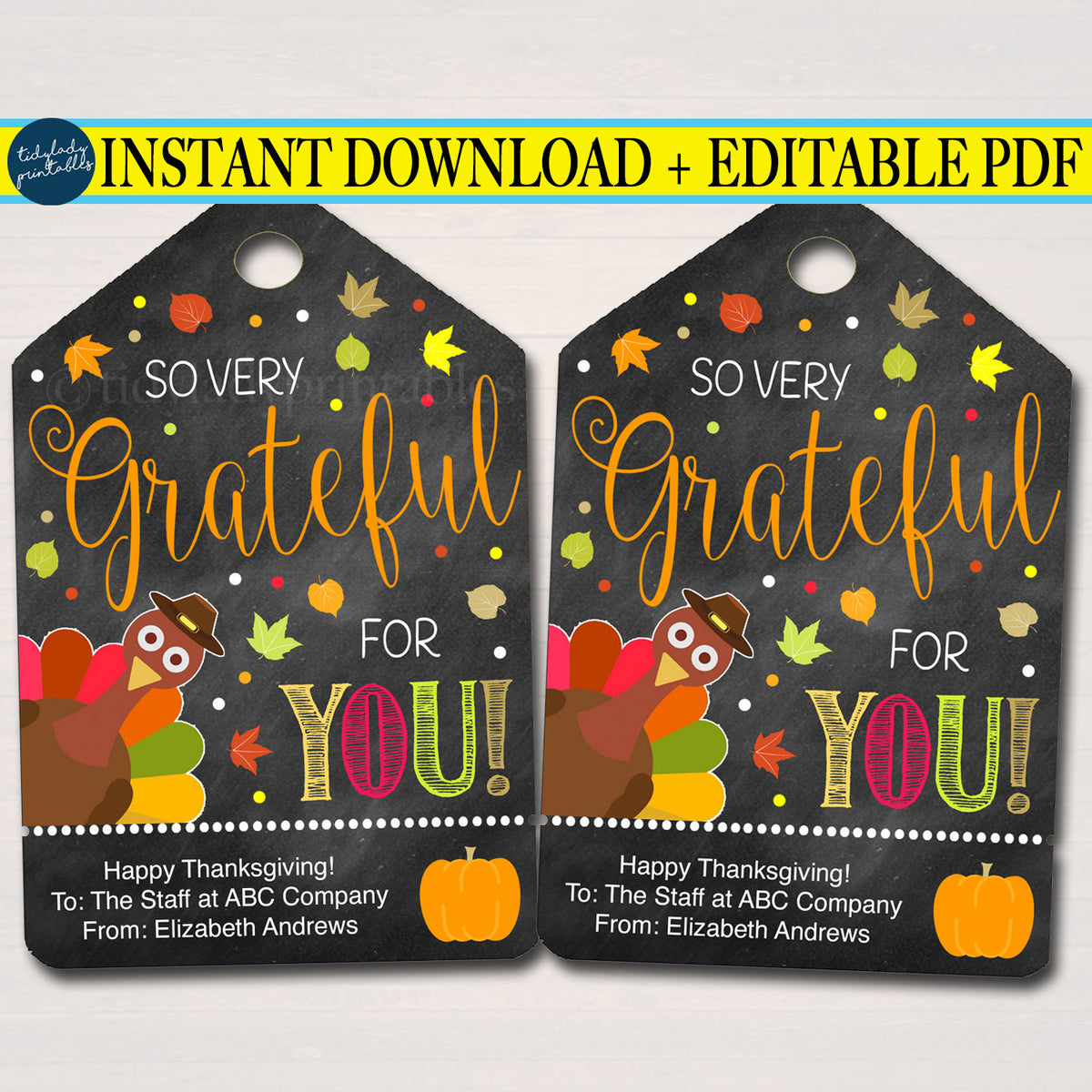 Grateful For You Gift Tag | TidyLady Printables