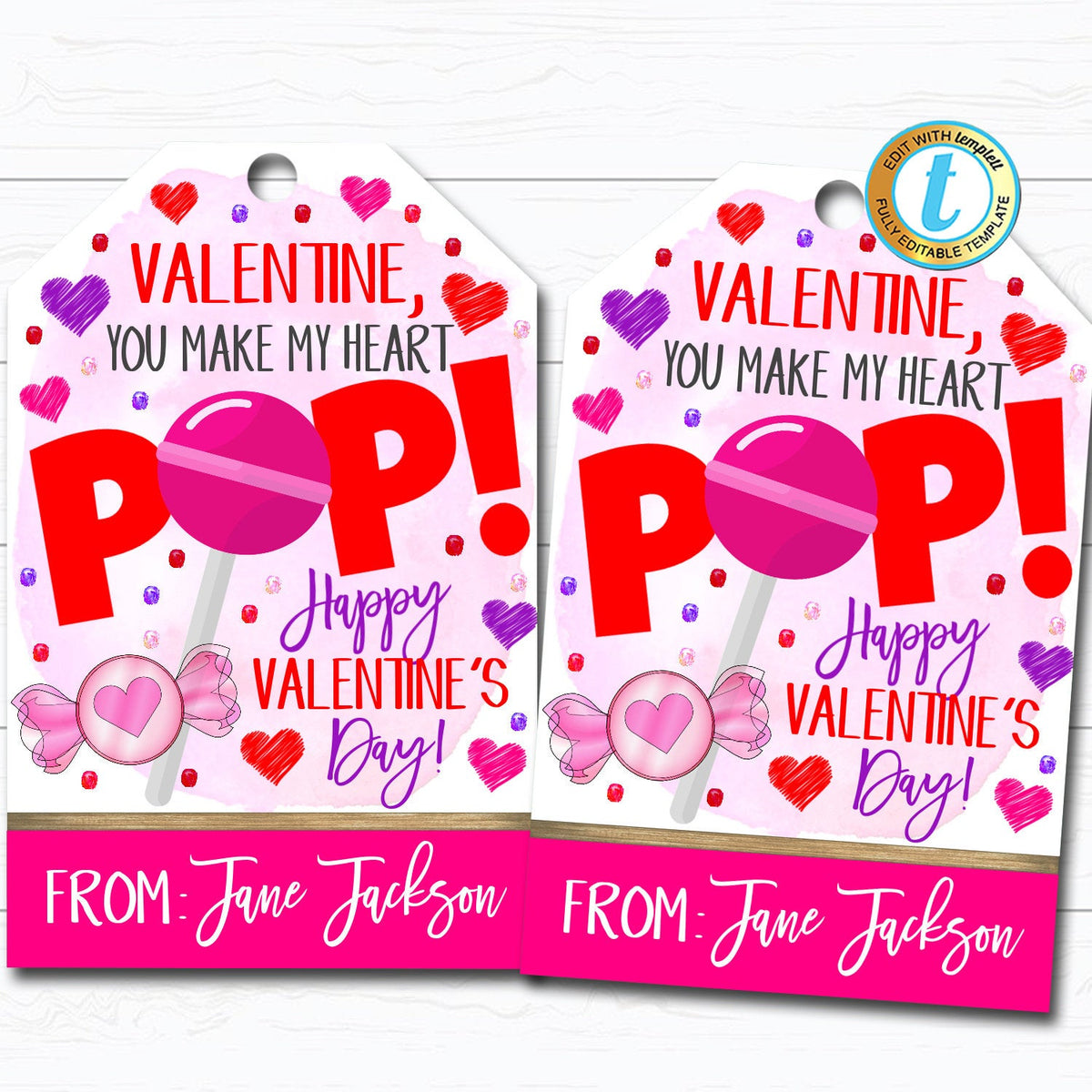 Valentine Lollipop Tags, You make my heart Pop Printable — TidyLady ...