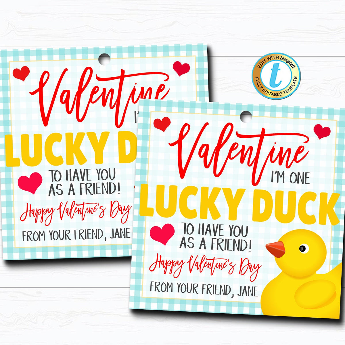 Valentine's Day Lucky Duck Gift Tags TidyLady Printables