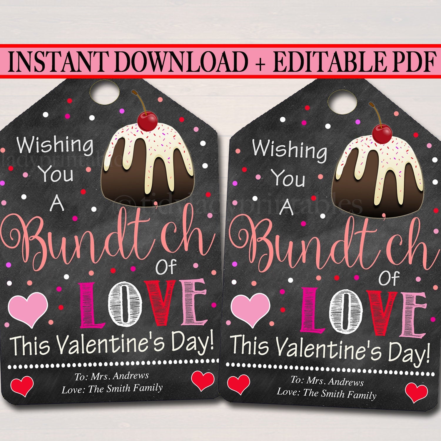 Valentines Bundt Cake Tag | TidyLady Printables for Downloadable Free Printable Baking Labels