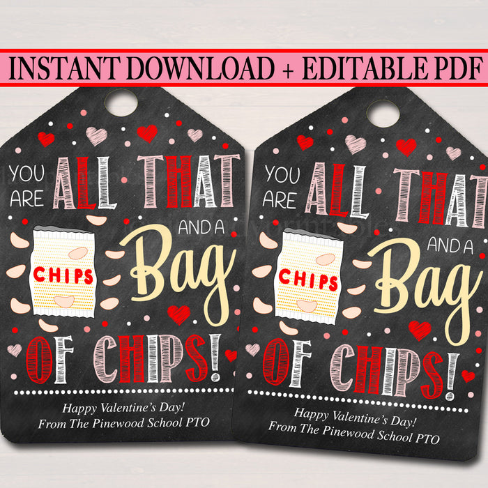 Valentines Chip Tags Thank You Valentine Appreciation Gift